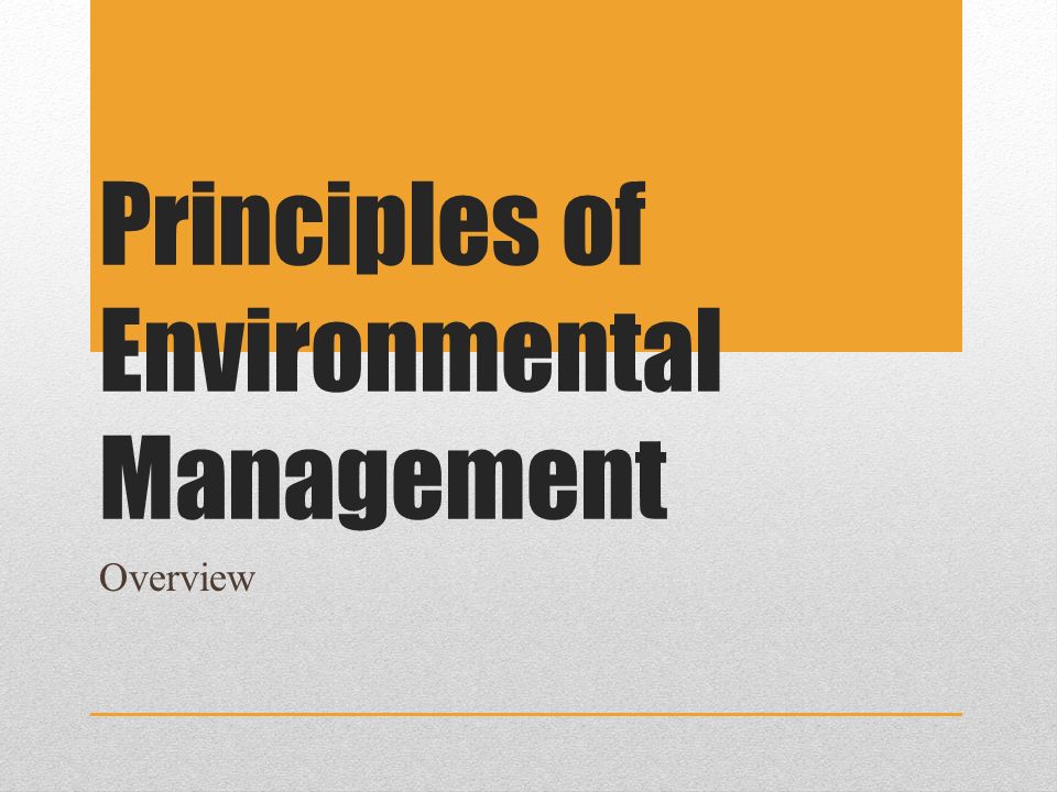 Principles of Environmental Management